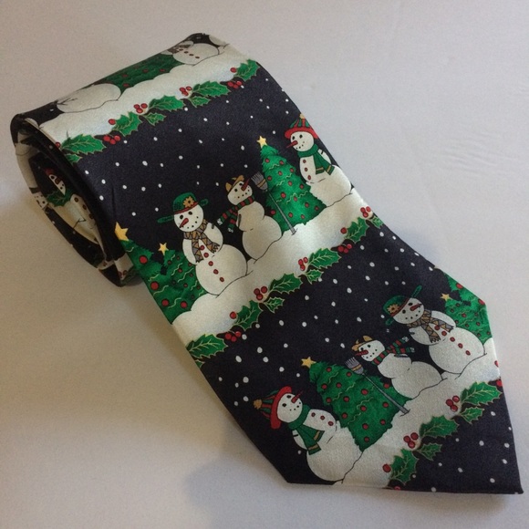Holidays Snowmen necktie Christmas 100% silk - Picture 2 of 6